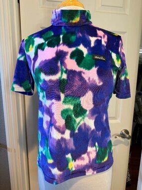 RICHARD QUINN abstract floral print velour mock neck top NWT 12